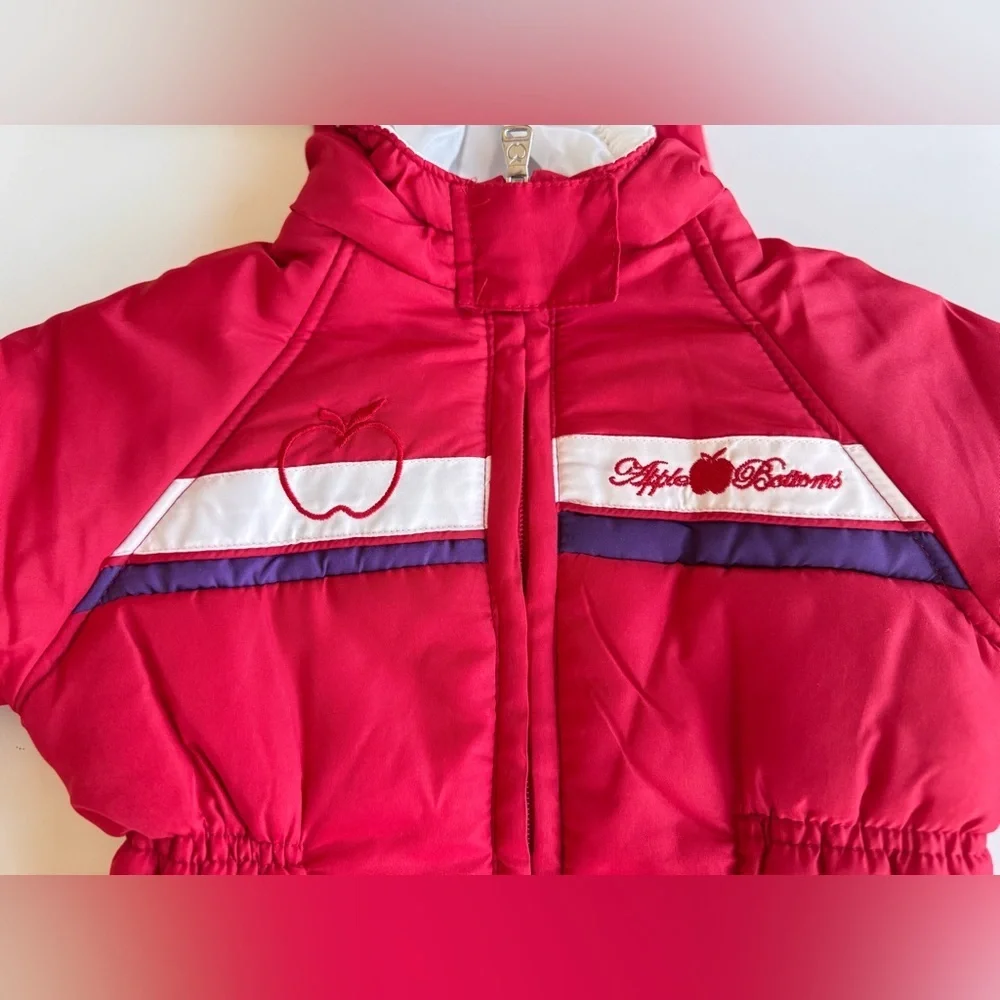 Apple Bottoms Girls Winter Snowsuit One Piece Red Hooded Full Zip 3-6 Months